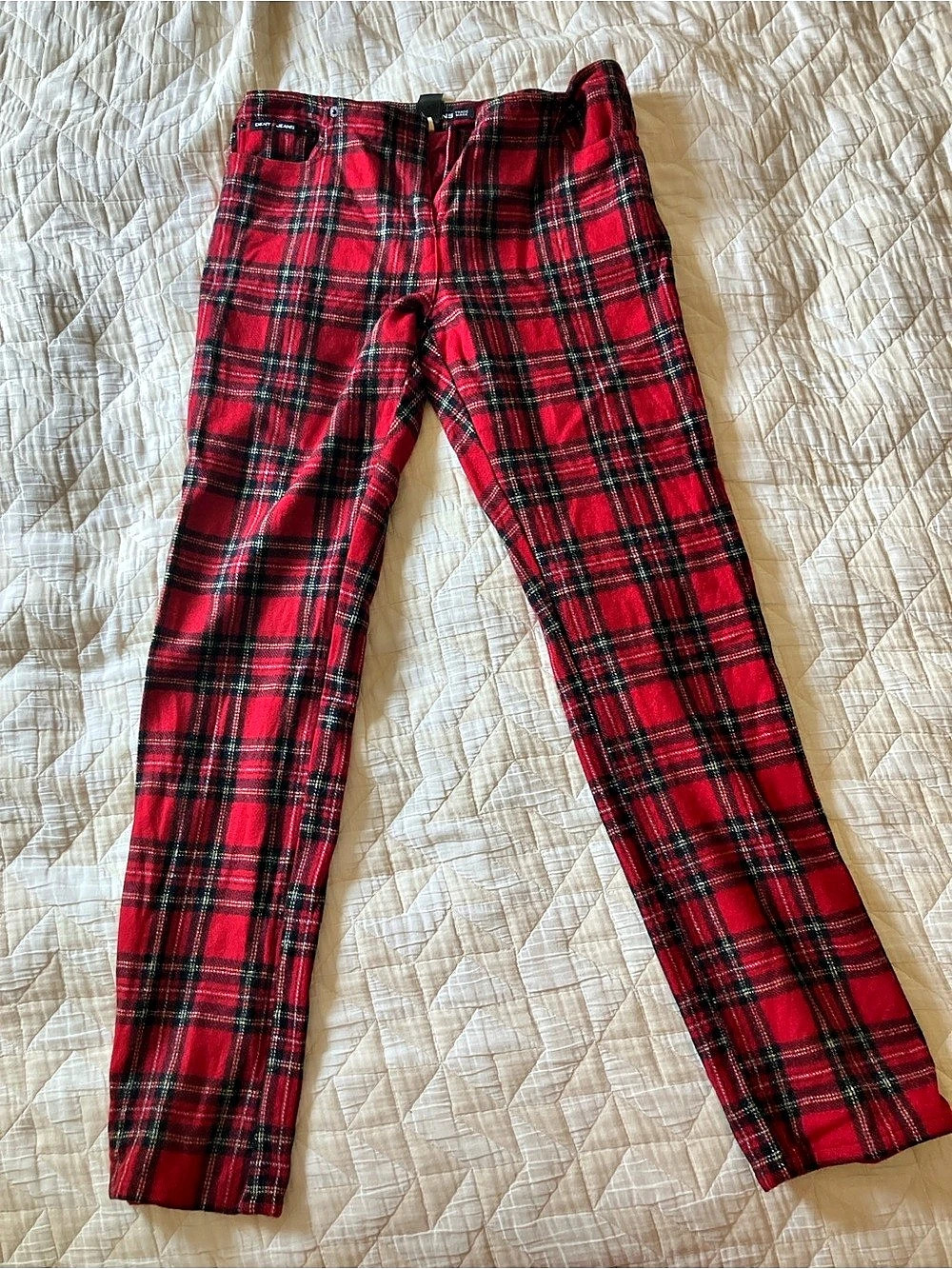 DKNY Jeans Plaid Pants in Red & Black Size 7